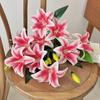 2-Kopf Künstliche Lilienblüten Weiß Real Touch Künstliche Faux-Pflanzen Mehrblütig Rosa Falsche Lilienzweige Wohnzimmer-Dekorationen