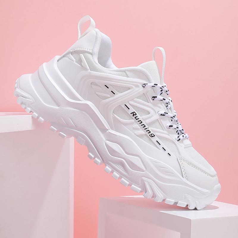 

Maogu Platform Casual Sports Shoes Four Seasons Comfortable Sneakers Lace-up Daddy Shoes Fashion Tennis Mesh Breathable Couple 45 35 белый