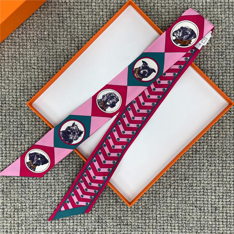 POBING Satteldruck 18m/m Twill Seidenschals Damen Luxusmarke Schal Taschenbänder Krawatte Kopftuch Kleiner Langer Schmaler Schal 86*5CM