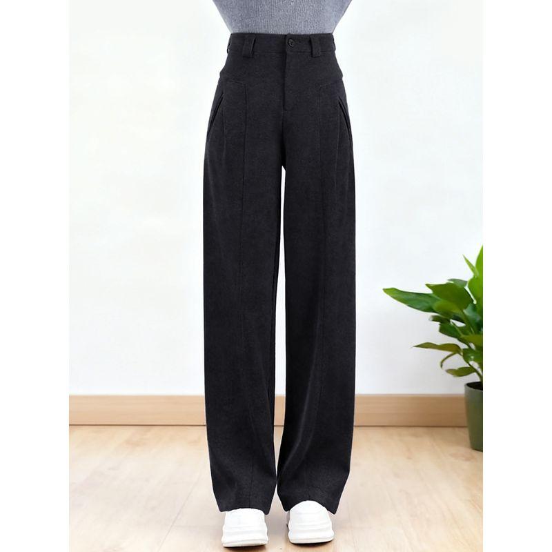 Gray Suit Wide-Leg Pants for Women 2026 New Autumn and Winter Fleece-Lined Loose Slimming Casual Pants Curved Woolen Pants
