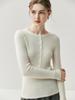 Elegant Autumn/Winter Women's Cashmere Sweater: Round Neck, Half-Button, Long Sleeve Pullover.