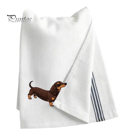 Embroidered Puppy Tea Towel Cute Towel, Corgi Dachshund Kitchen Dish Absorbent Decorative Guest Towels Quick Dry Hand for Dog Lovers Bathroom
