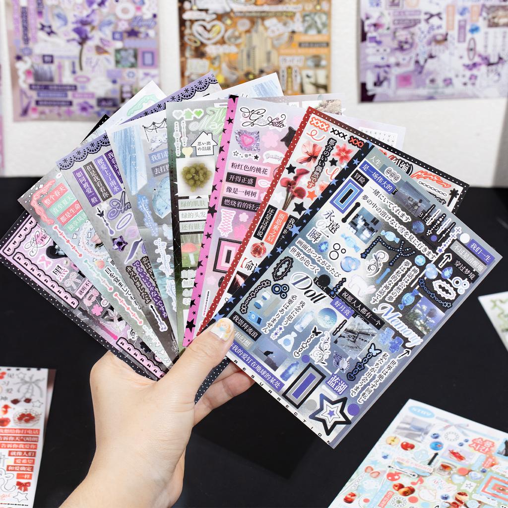 JIAMEI 30sheets Kawaii Ins Roaming Dream Core Die Cutting Sticker Book DIY Scrapbooking Decoration Journal Aesthetic Sticker