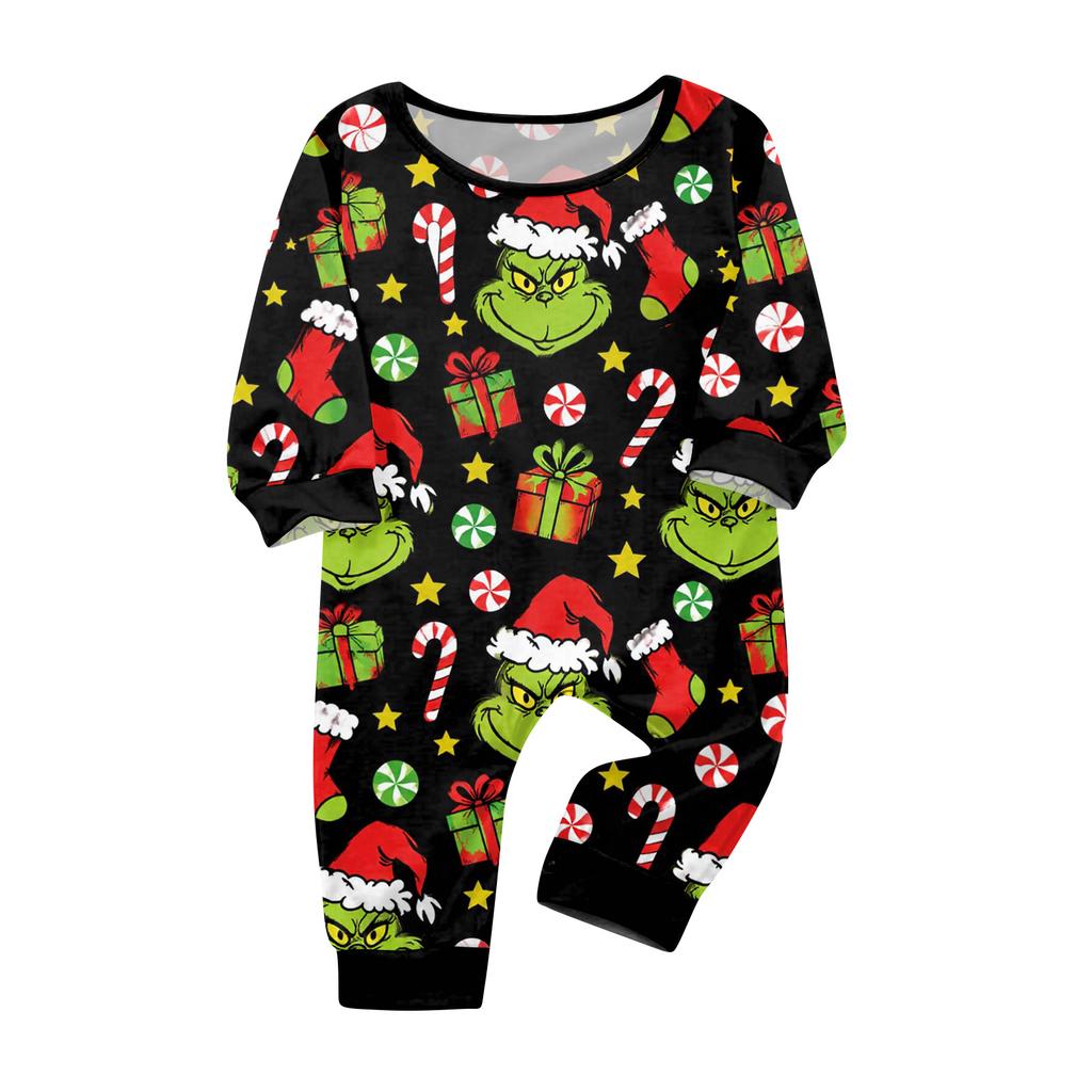 Family Matching Christmas Pajama Set with Long Sleeve and Long Pants for Holiday Wear