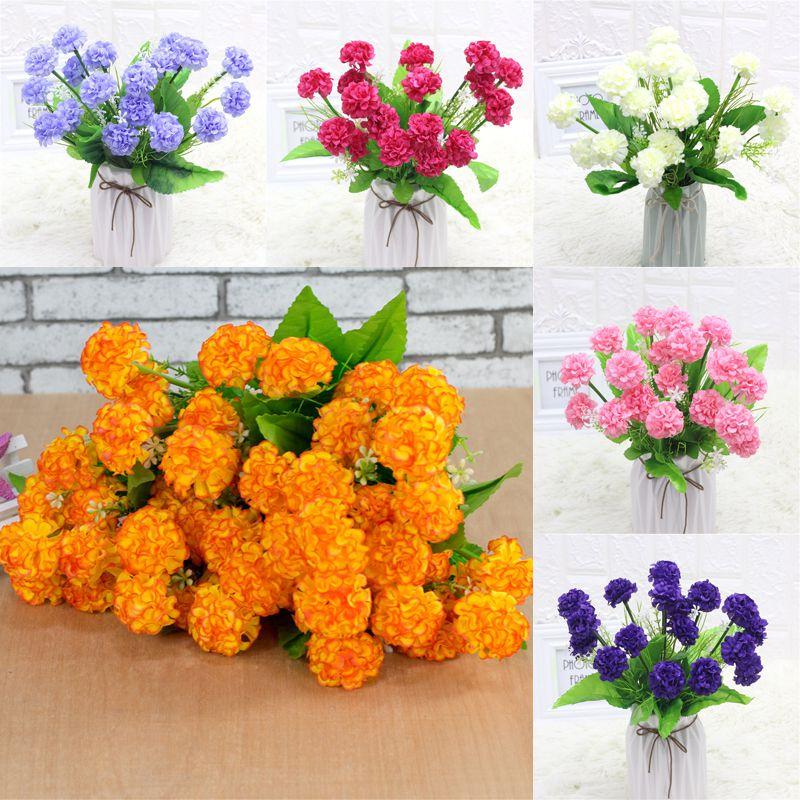 Elegant 9 Heads Artificial Carnation Silk Flowers Bouquet For Home And Wedding Decor