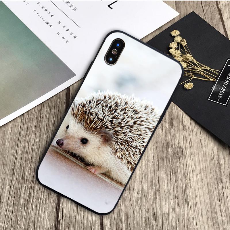 Hedgehog schwarz Silikon Telefon Fall Für iPhone 12 XR XS Max 5 5S SE 2020 6 6S 7 8 PLUS X 11Pro Max11 Abdeckung Shell