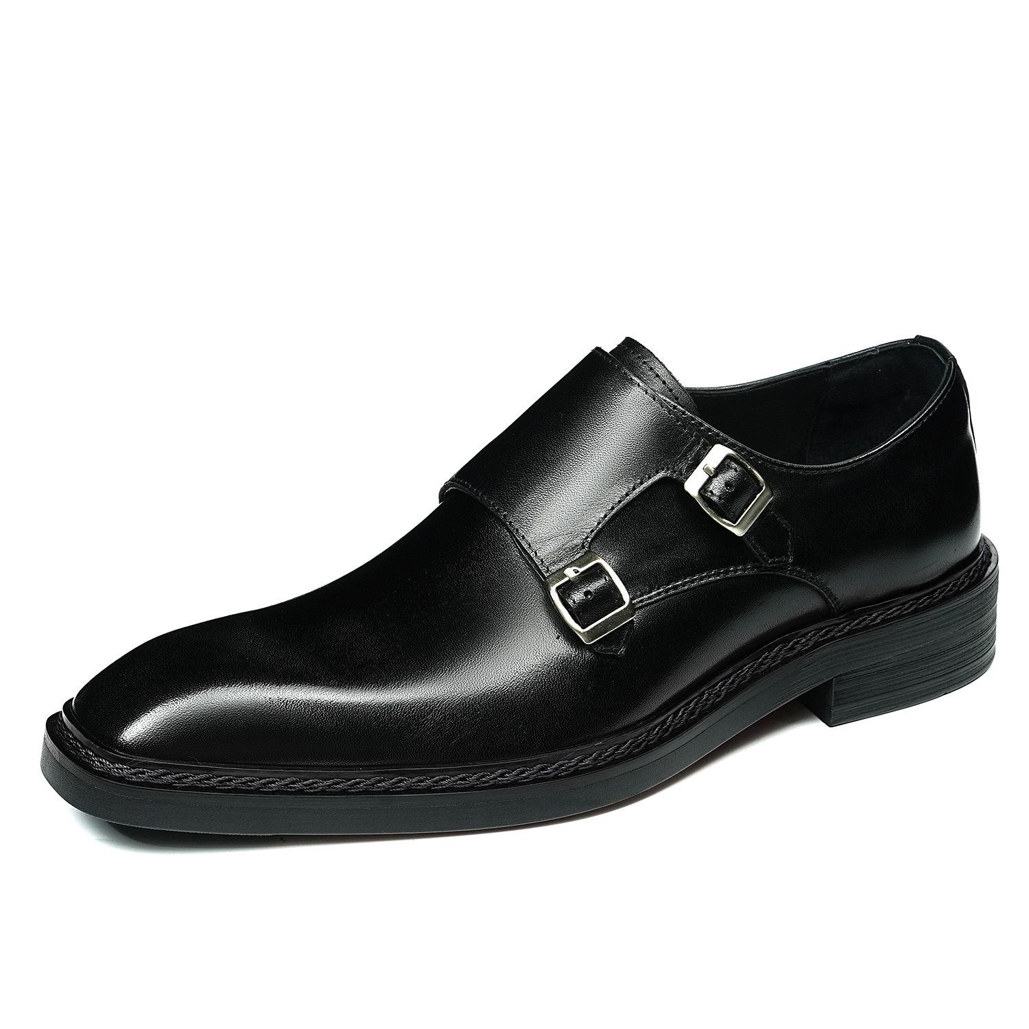 Men s Genuine Cowhide Slip-On Leather Office Shoes, British Style, Large Size 43