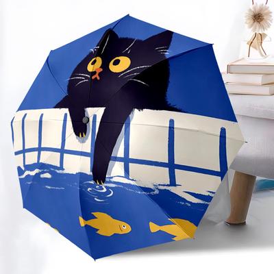 1pc Cat Pond Automatic Open/Close Umbrella Compact Folding Umbrella, All-Season Portable Umbrella for Women/Men F1124187