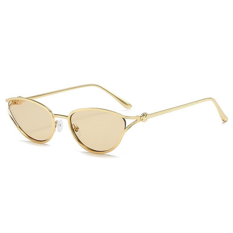 

Cat Eye Sunglasses Women Uv400 Metal Frame Tinted For Outdoor Fashion GoldFrameTransparentBrown