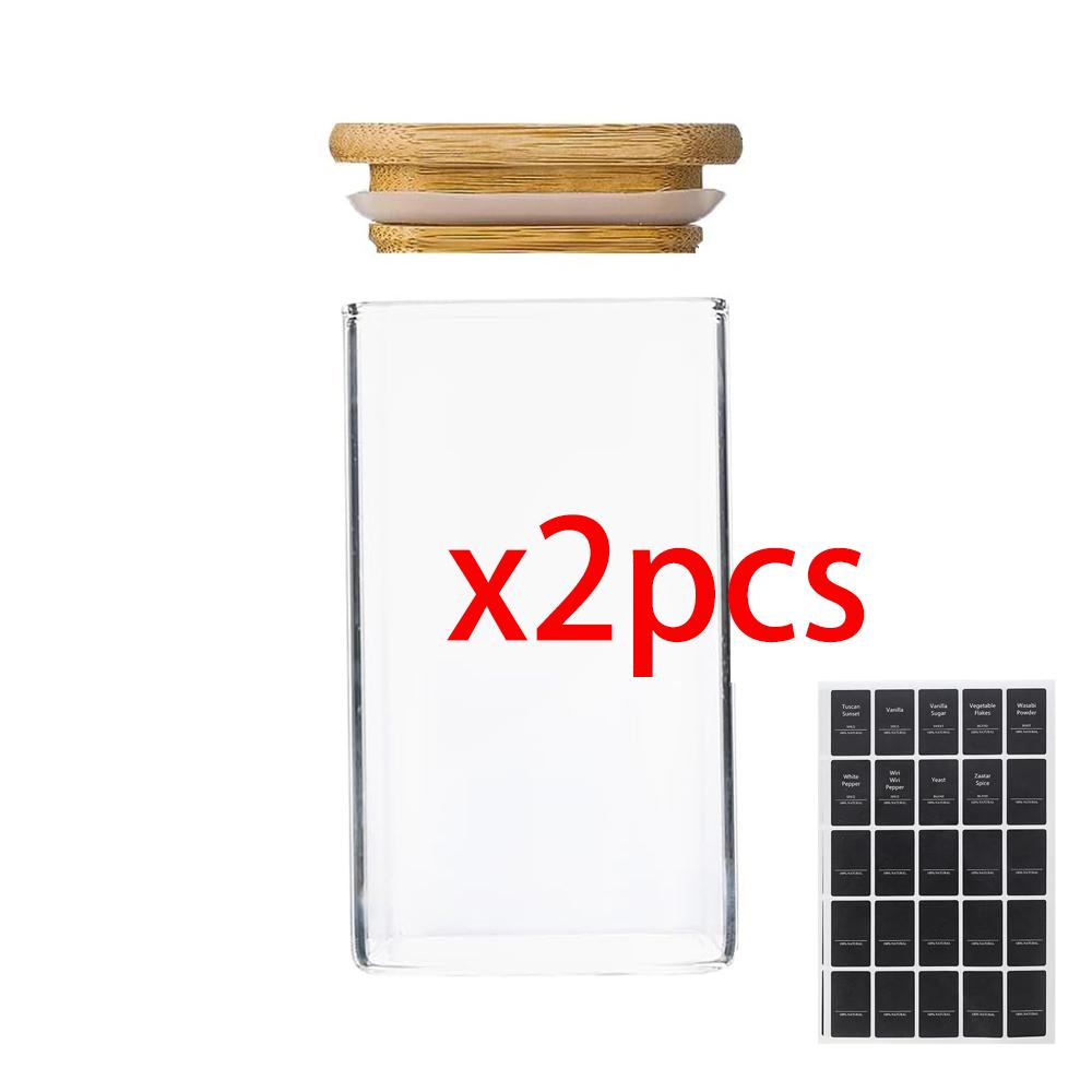 

9 унций Стеклянные банки для специй Контейнер с этикетками, Герметичный органайзер для пустых емкостей для приправ с бамбуковой крышкой Набор для хранения продуктов, Соль, Сахар
