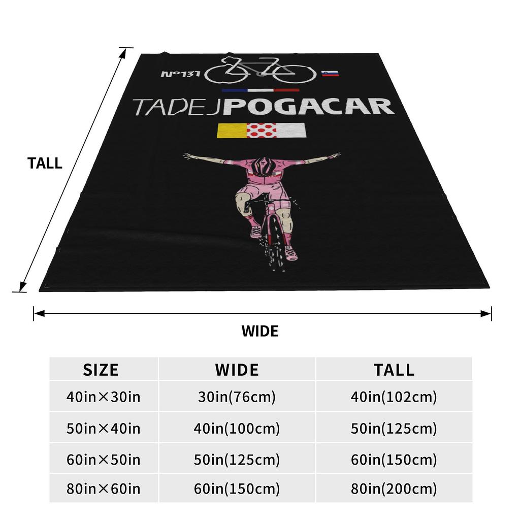 Couverture de cyclisme Tadej Pogacar Plusieurs tailles Douce et légère Couvertures jetées pour ventilateur de cyclisme Canapé Canapé et Lit