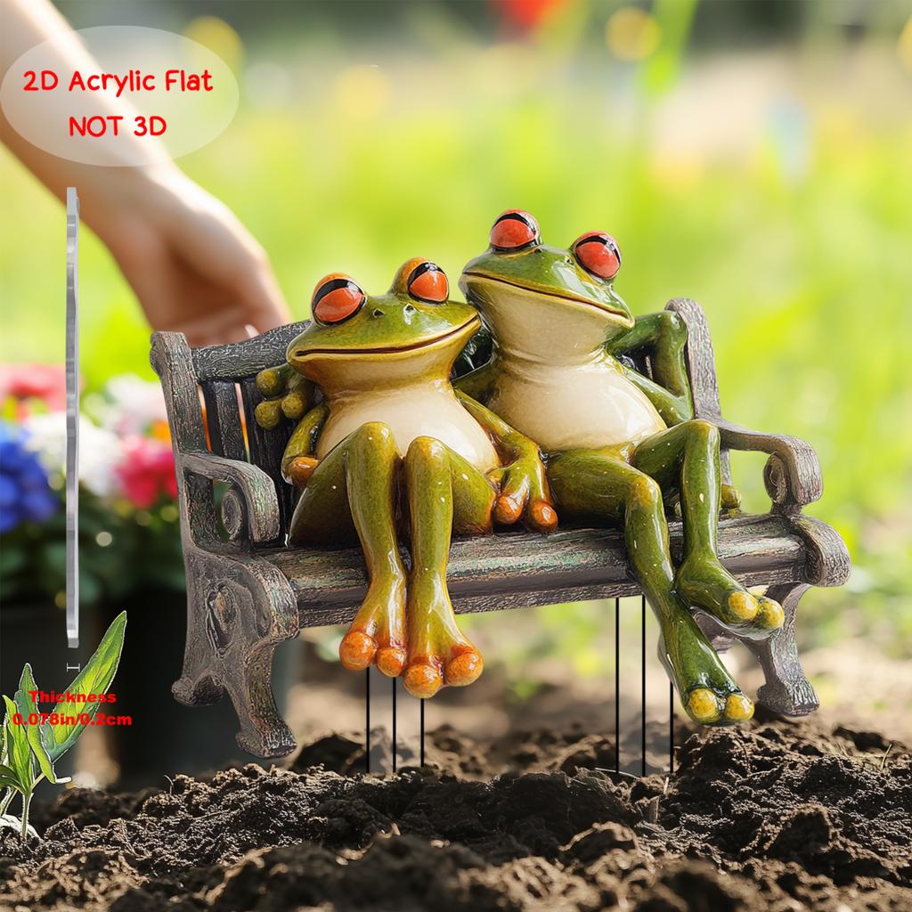 2D Acryl Frosch Dekoration im Vintage-Stil, Gartendekoration für die Bank, Realistischer Touch für Hof & Rasen