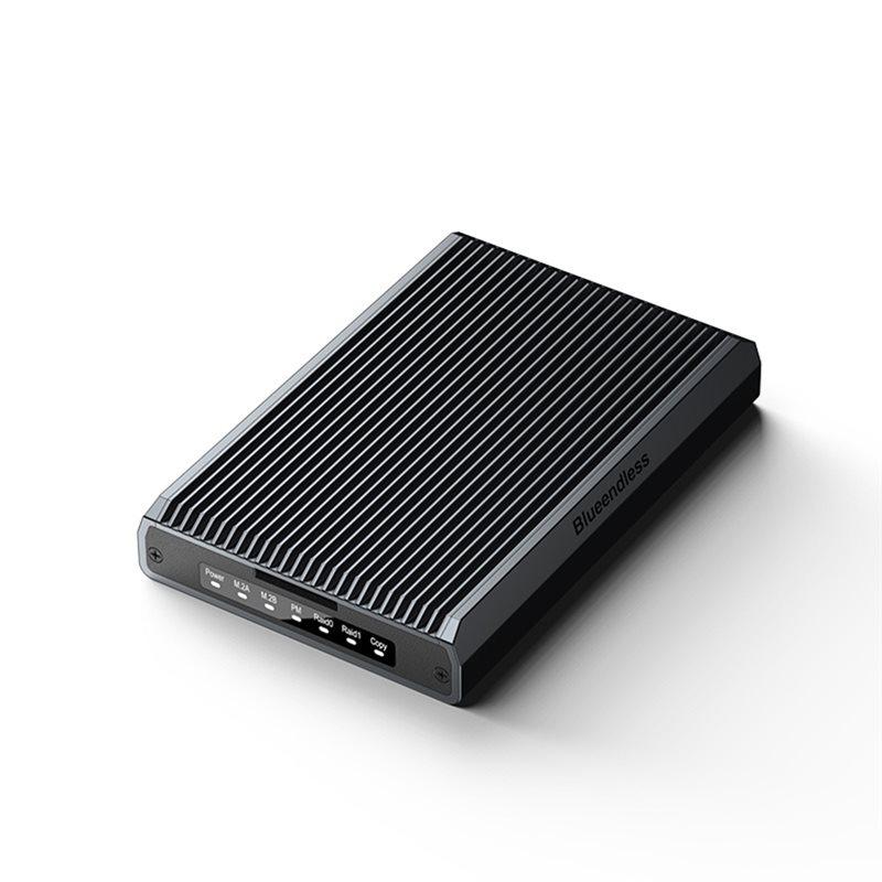 ABUO-BLUEENDLESS Dual-Bay External RAID Case For M. 2 Nvme& SATA Ssds- 2 Bay M. 2 SATA Nvme SSD Enclosure Up To 16TB