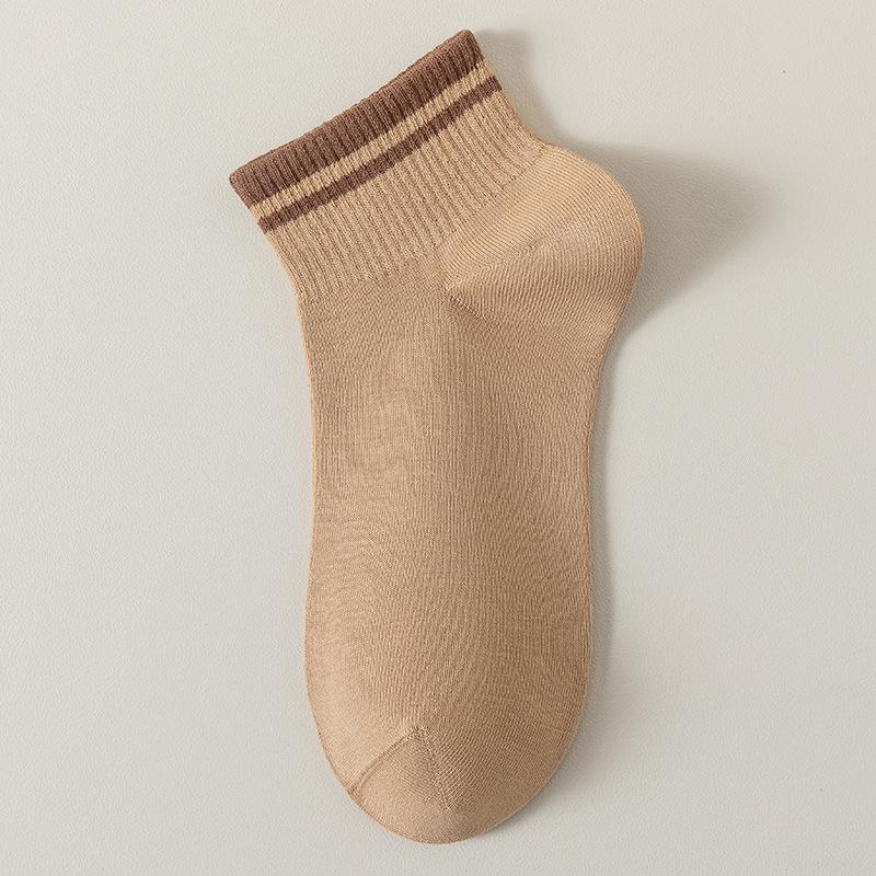 Men's Spring and Summer Thin Cotton Stripe Wicking and Deodorizing Boneless Boat Socks