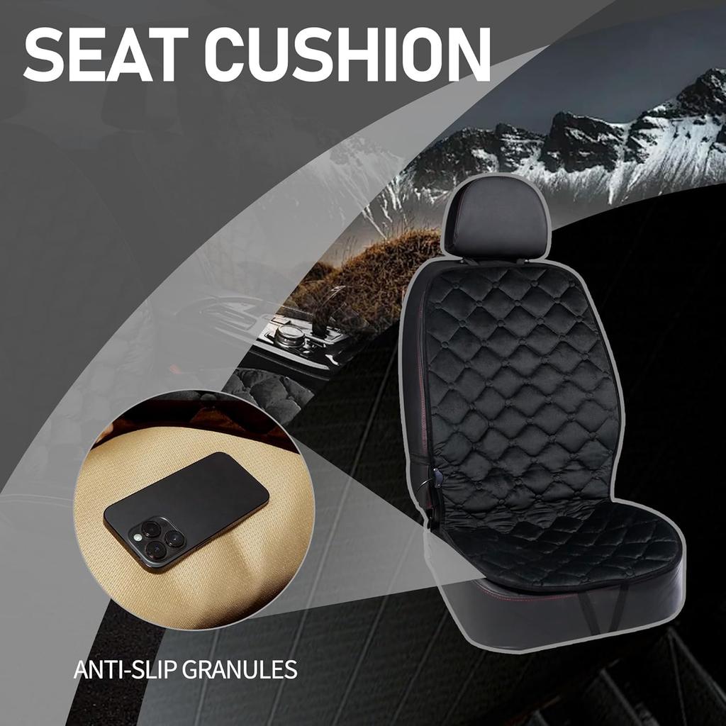 Driver Or Passenger Car Seat Cushion Comfortable Seat Cover For Cars Trucks SUV Van Full Back And Seat Cushion-Black