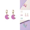 Stylish Plated Smiley Face Earrings Colorful Cute Cartoon Jewelry For Ladies