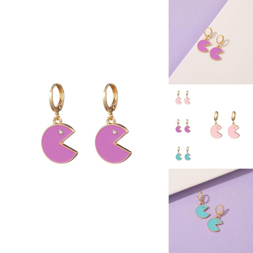 Stylish Plated Smiley Face Earrings Colorful Cute Cartoon Jewelry For Ladies
