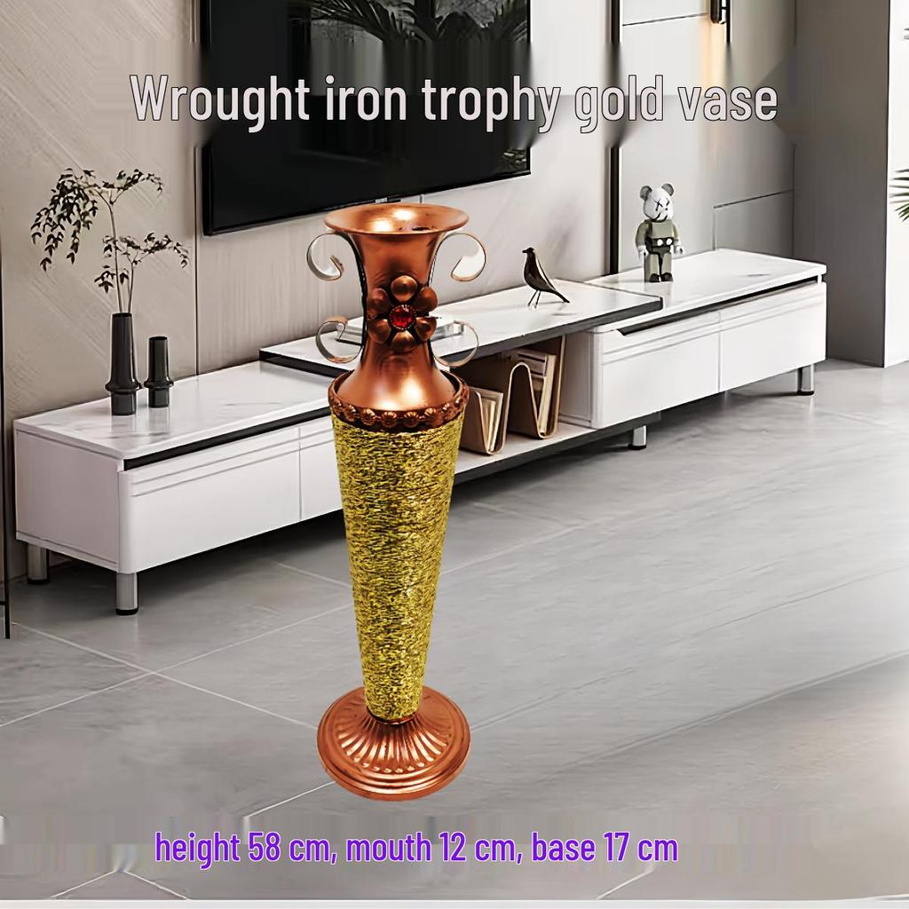 Nordic Large Resin Rattan Vase for Dried Flowers - Ceramic Look, Iron Art Floor Decoration.