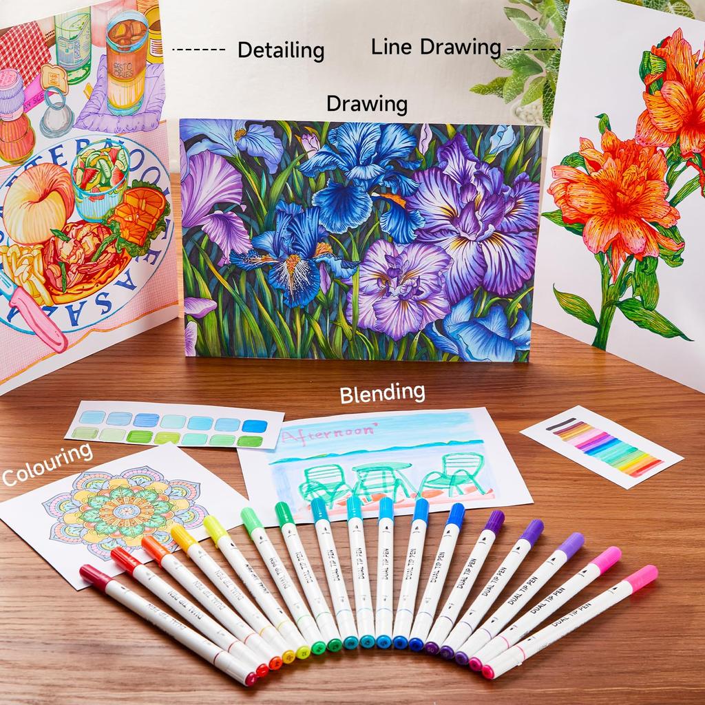 Shuttle Art Brush Pen Watercolor Brush 105 with 1 Coloring twin brush fine Perfect for picture and art Comes with a Set, Colors, Book.