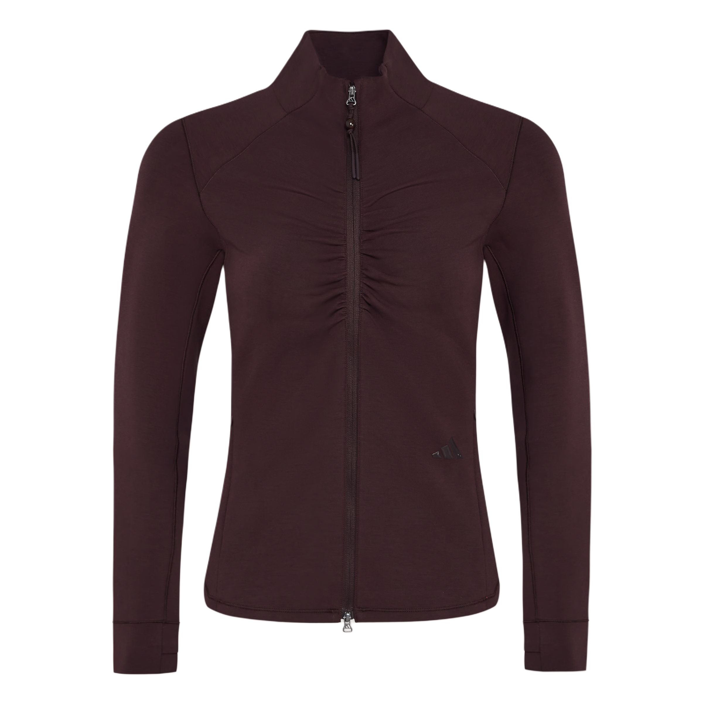 adidas Women s Maroon Slim Fit Zip-Up Training Jacket with Ruched Detail KU5376 M