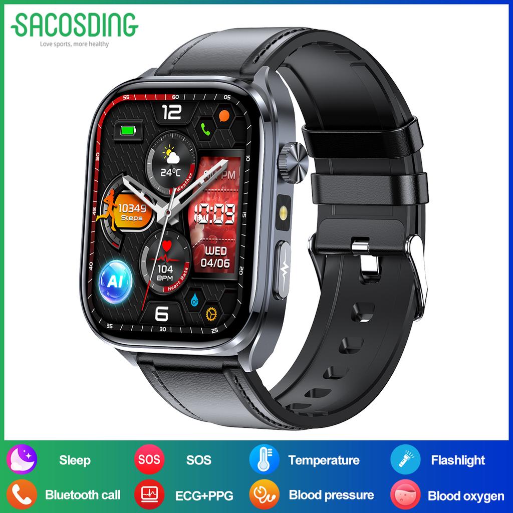 SACOSDING AI Health SmartWatch for Men Women with Flashlight 2.5D UI Voice Bluetooth Call Smart Watch Fitness Tracker