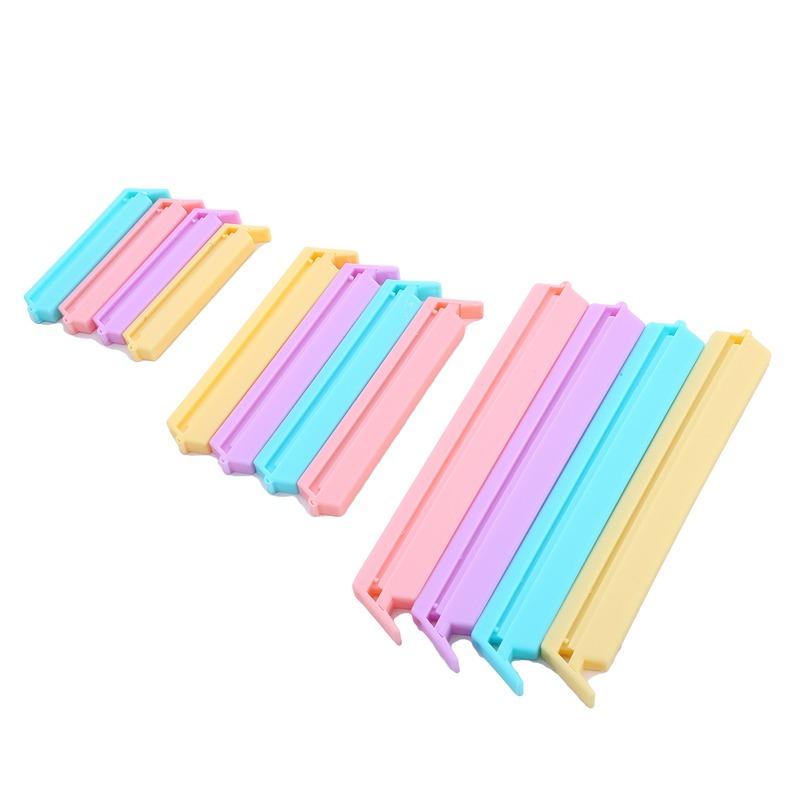 12 buc/pachet Dispozitiv de etanșare portabil pentru depozitarea alimentelor, din plastic, pentru conservarea gustărilor, unelte pentru cleme, accesorii de bucătărie, 3 dimensiuni diferite