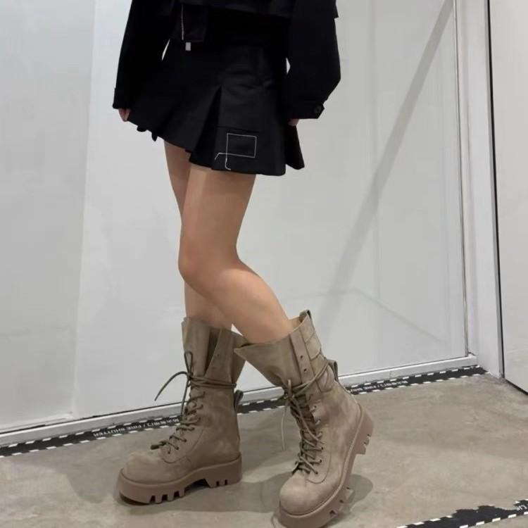 Zhao Ruth Martin Boots Women's New Thick-soled Heightening Short Locomotive Boots Lace-up Short Boots