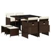 VidaXL Ensemble à manger de jardin et coussins 9 pcs marron poly rotin 3277724