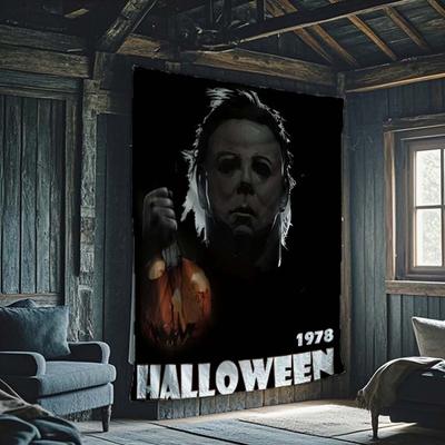 Michael Myers Halloween Straszliwy Dynia Wzór Gobelin Wiszący na Ścianę do Domu Sypialni Salonu Akademika Prezent dla Rodziny Przyjaciół