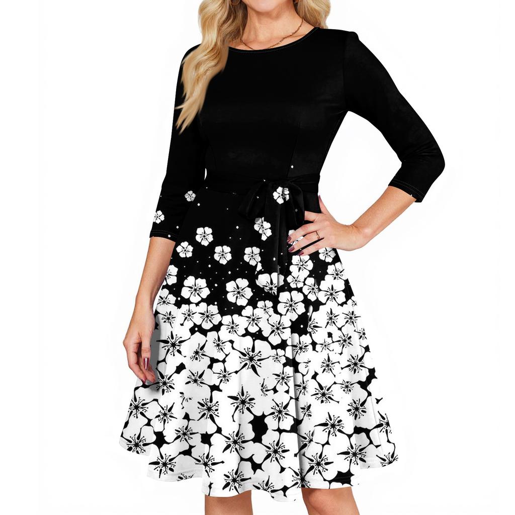 Women's Cocktail Dresses 3/4 Sleeve Vintage Wedding Guest Dress