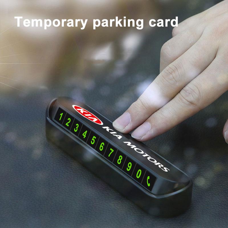 1Pcs Car Temporary Parking Card Phone Number Card Plate Sticker For Kia Rio Ceed Sportage Cerato Soul Sorento K2 K5 K6 K7 K8 Flip