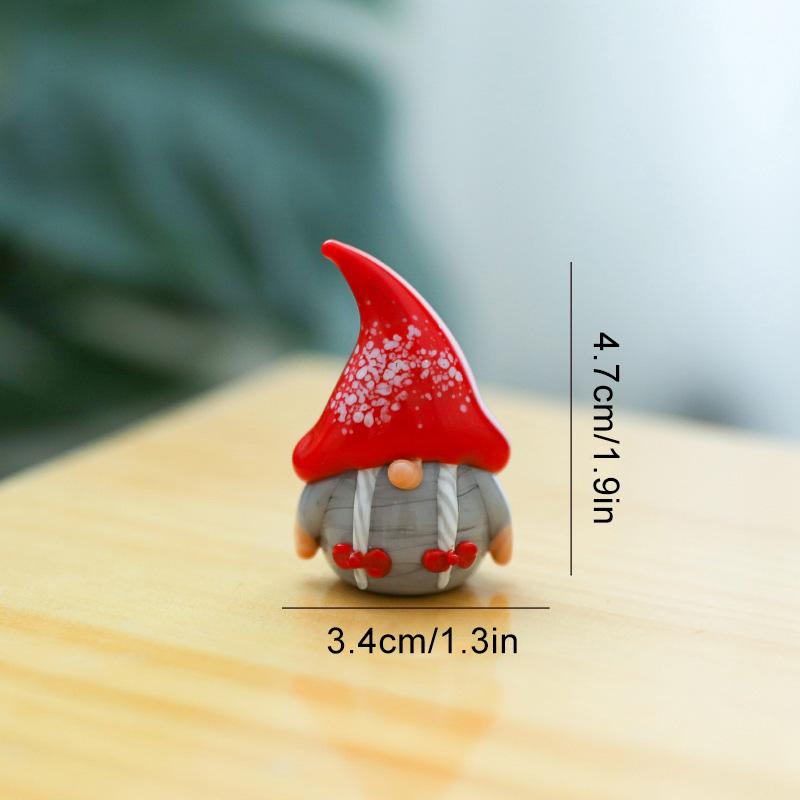 1PC Cartoon Image Handcrafted Fairy Garden Exquisite Glass Cute Christmas Tree Ornament Mini Santa Claus Figurines Desk Ornaments
