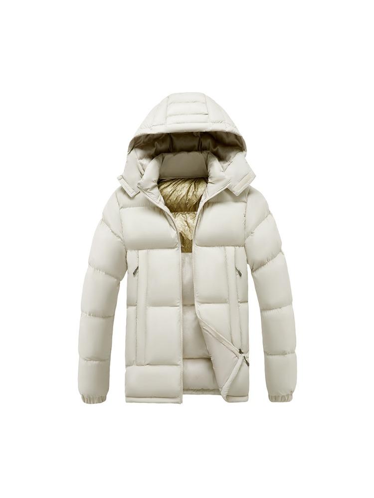 Light Cotton Comfortable and Versatile Jacket Men's Winter Fashion Solid Colour Slim Removable Cap Thickened Hooded Jacket Men