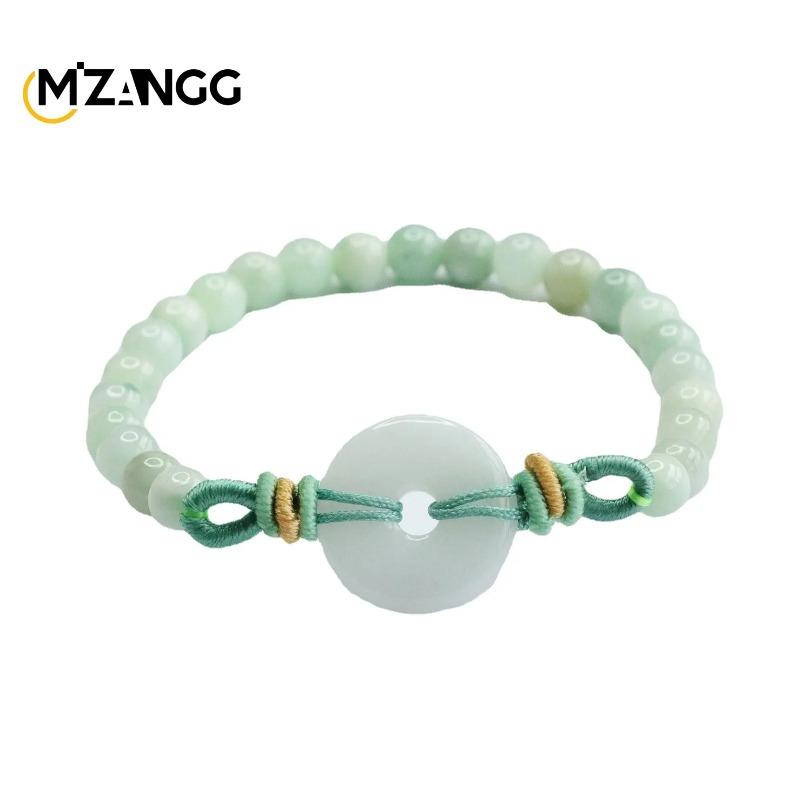 Natural Myanmar Jadeite Bracelet Peace Buckle Jade Beads String Exquisite Fashion Jewelry Lucky Charms for Men and Women Gifts