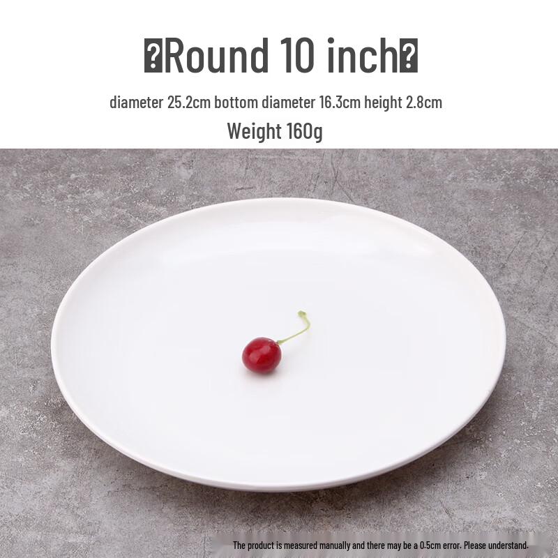 White Melamine Round Dinner Plate Set, 10-inch, 10-Pack