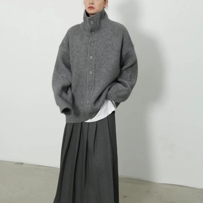 Retro Lazy Wind Cardigan Sweater Women's Autumn New High-end Casual Loose Knitted Sweater Top Coat