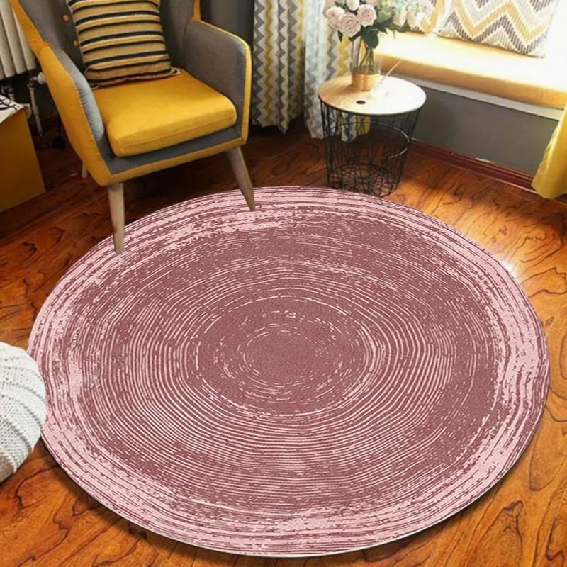 Lichtblauw Verweerd Boomring Concentrische Cirkel Rond Tapijt Antislip Abstracte Vloermat Vintage Houtnerf Lijn Tapijt voor Slaapkamer 40x40cm