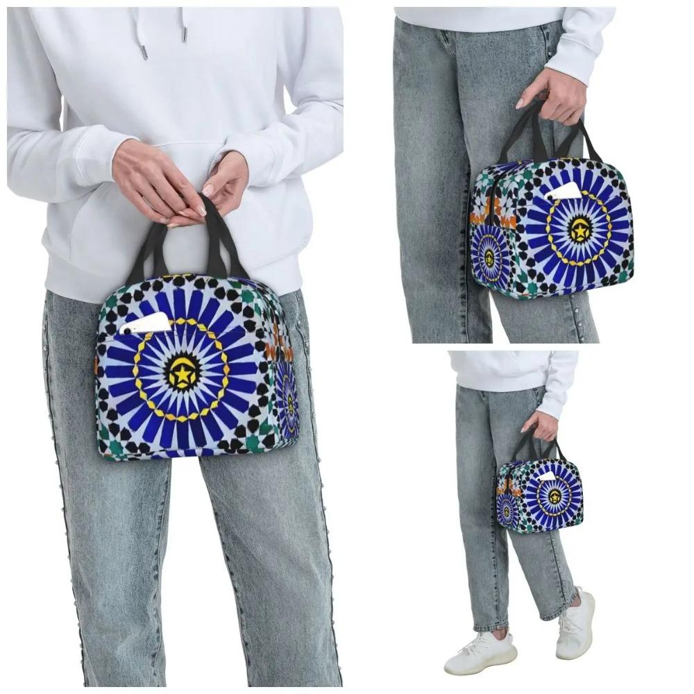 Arabic Tiles Moroccan Mosaic Insulated Lunch Bag for Kids School Cooler Thermal Food Box Tote Portable Lunch Boxes Container