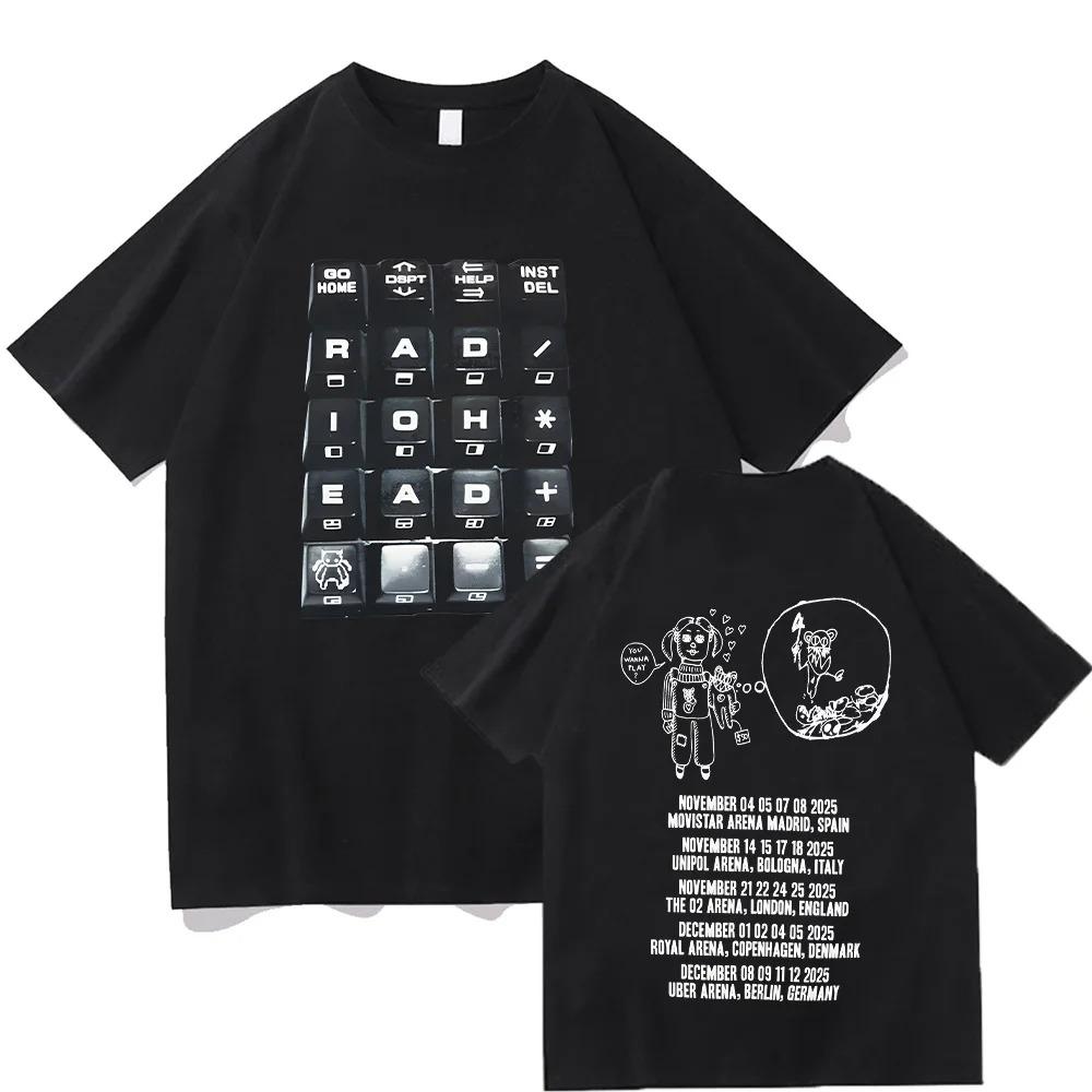 Radiohead World Tour Merch Tshirt Oversized Y2k Rock Band T Shirts Men Women Heavy Cotton Loose Streetwear Short Sleeve Clothes