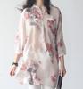 Pretty floral pattern sleeve pullover cute and stylish band pocketed summer fashion pink [aspersio] 3/4 tunic, mature, top, women's shirt, long,