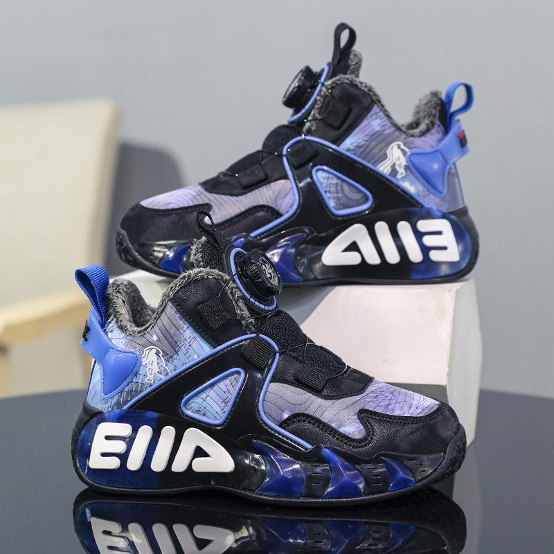 Men's leather surface children's explosion primary and secondary school students running trend girls' sports shoes cotton shoes autumn and winter vel