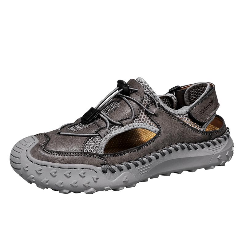 Fashion Brown Size 48 Summer Men Sandals Genuine Leather Mens Casual Shoes Outdoor Sandals for Men Beach Shoes Roman Handmade Mesh