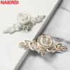 NAIERDI White Rose Flower Kitchen Cabinet Handles European Zinc Alloy Bronze Door Handles Drawer Knobs Furniture Hardware