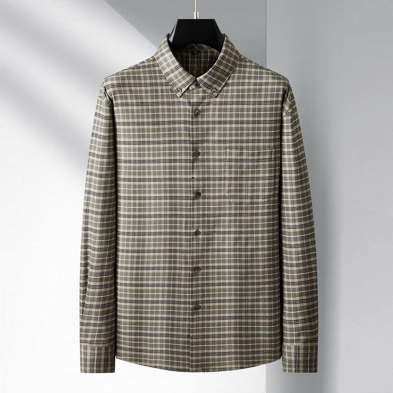 Men's Plus Size Brushed Plaid Long Sleeve Casual Shirt