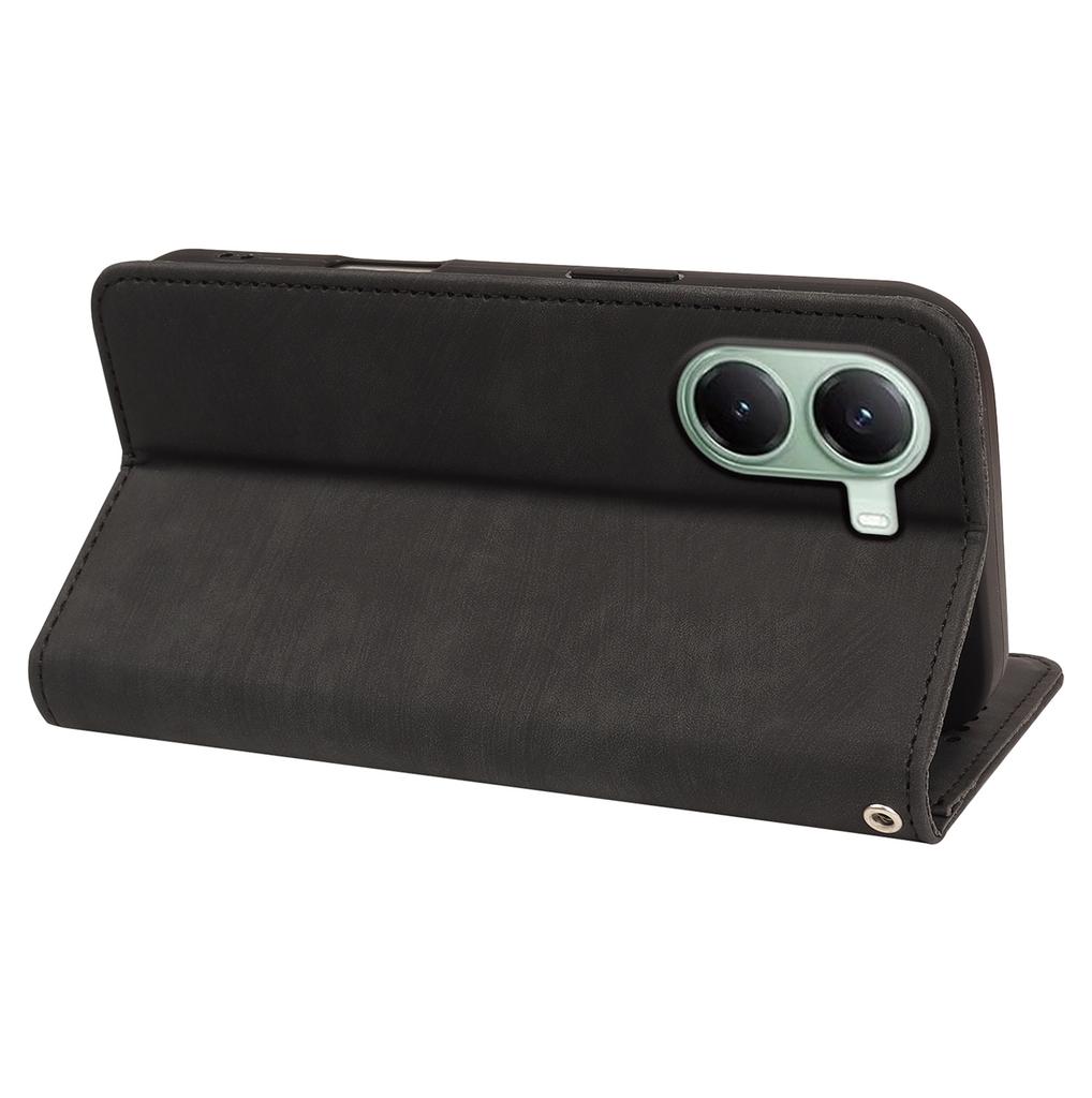 For Xiaomi Redmi Turbo 4 5G/Poco X7 Pro 5G Case Strong Magnetic Leather Wallet Phone Cover with Striped Texture