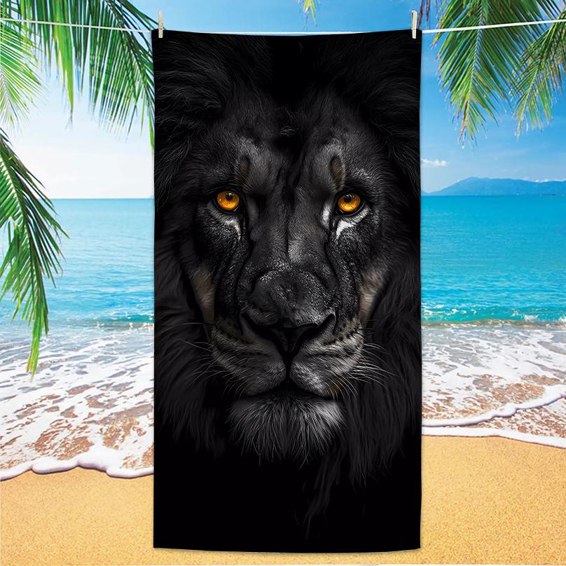 

Tiger Beach Towel Microfiber Digital Print Bath Towel Bold Tiger Design Sun Protection Shawl Extra Large Towel for C W30*H60(CM)