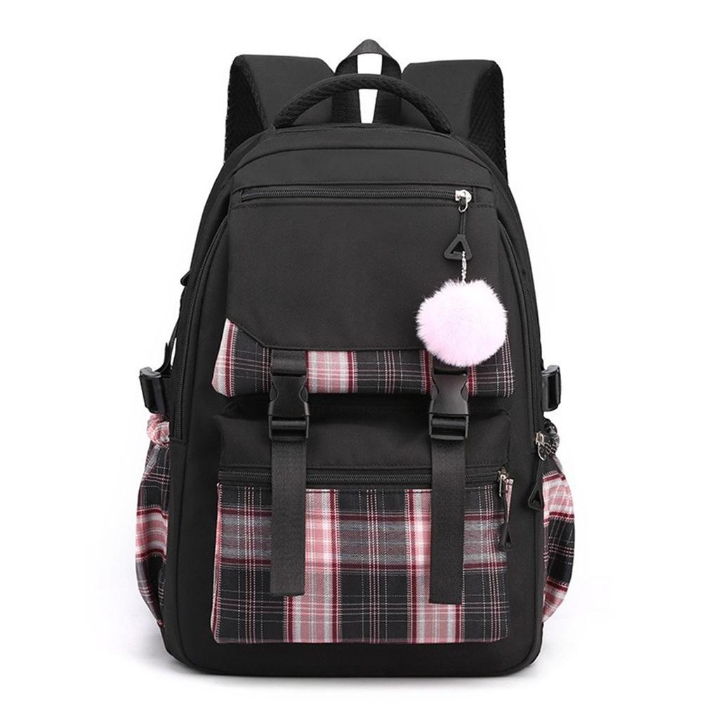 Einfarbiger karierter Patchwork Minimalistischer Mehrschichtiger Laptop-Rucksack