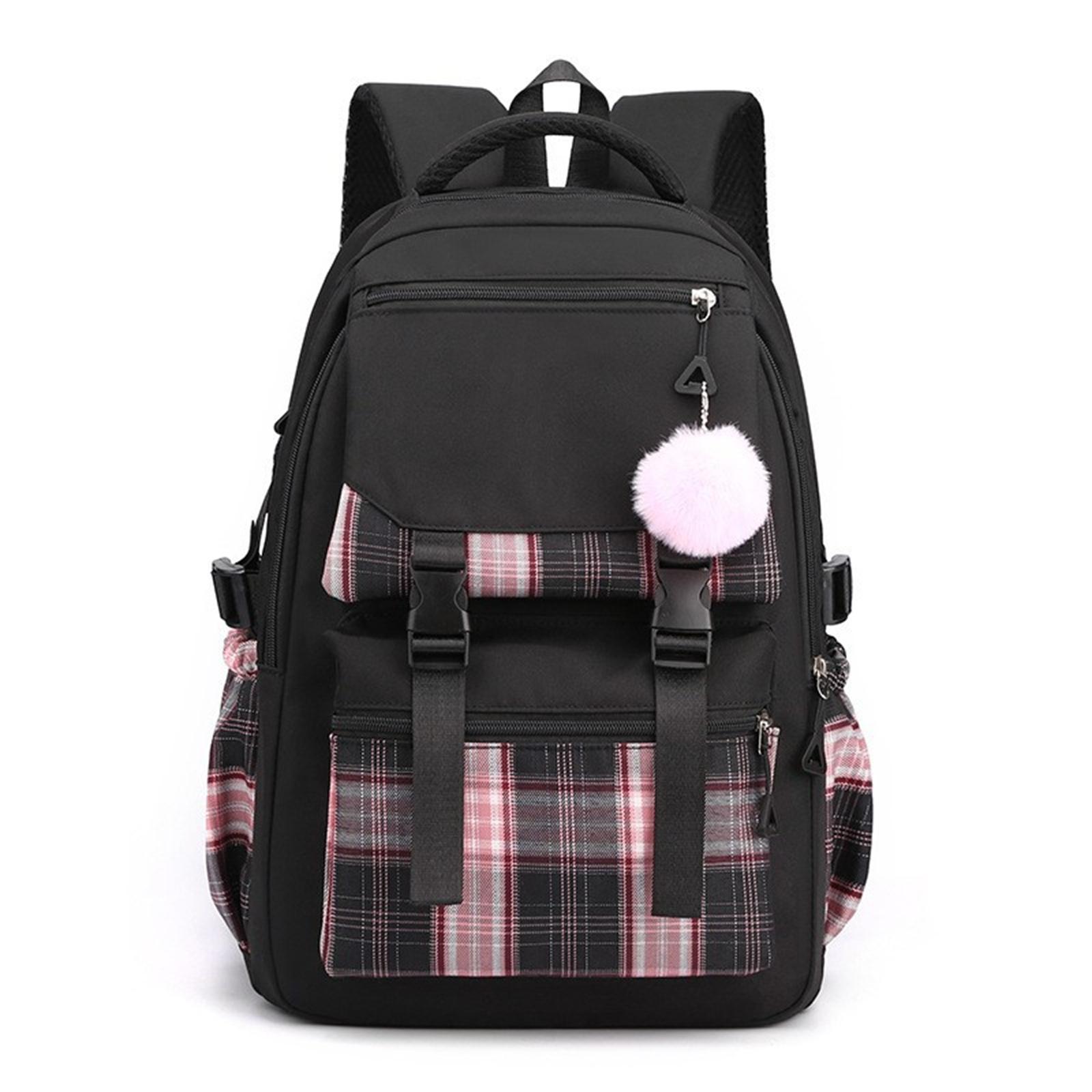 

Solid-Color Checkered Patchwork Minimalist Multi-Layer Laptop Backpack One Size
