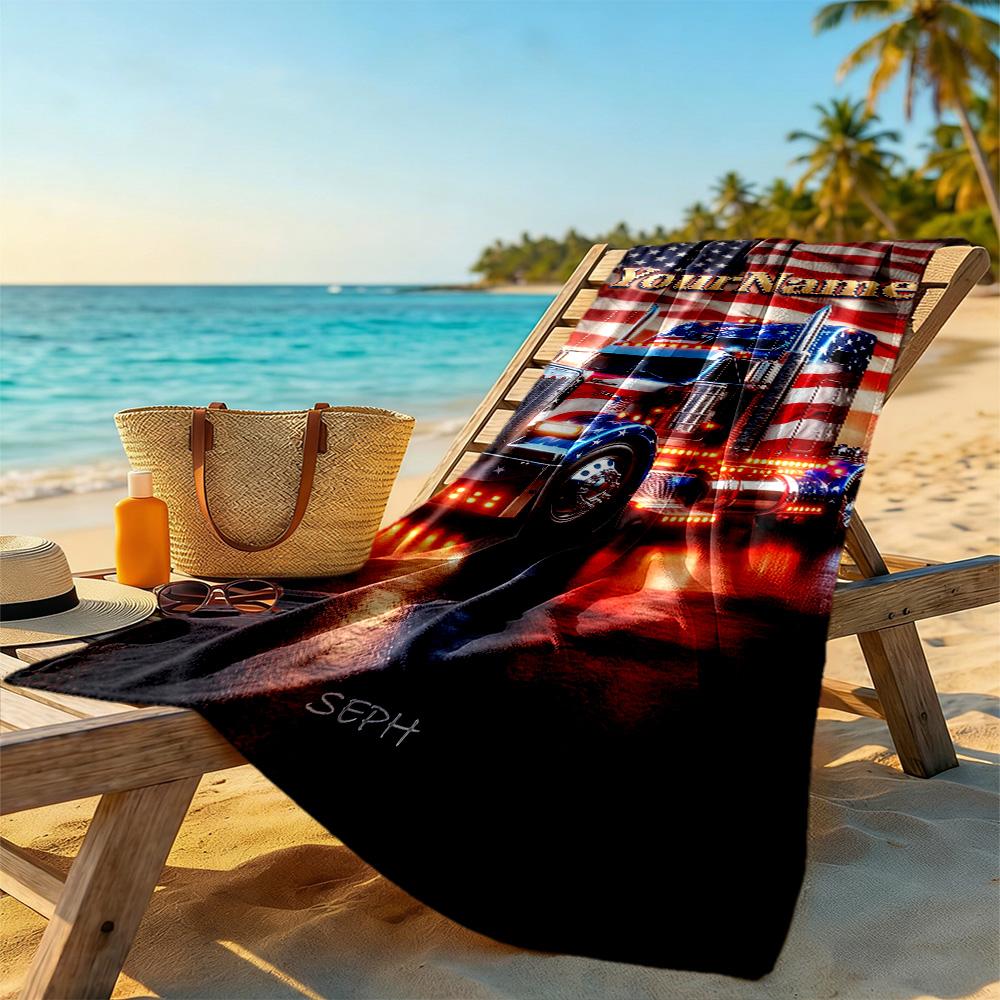 Kw Heavy Trucks Customize Text Beach Towel Super Soft Microfiber Quickdry Fabric Suitable for Swimming Gym Camping Yoga Vacation