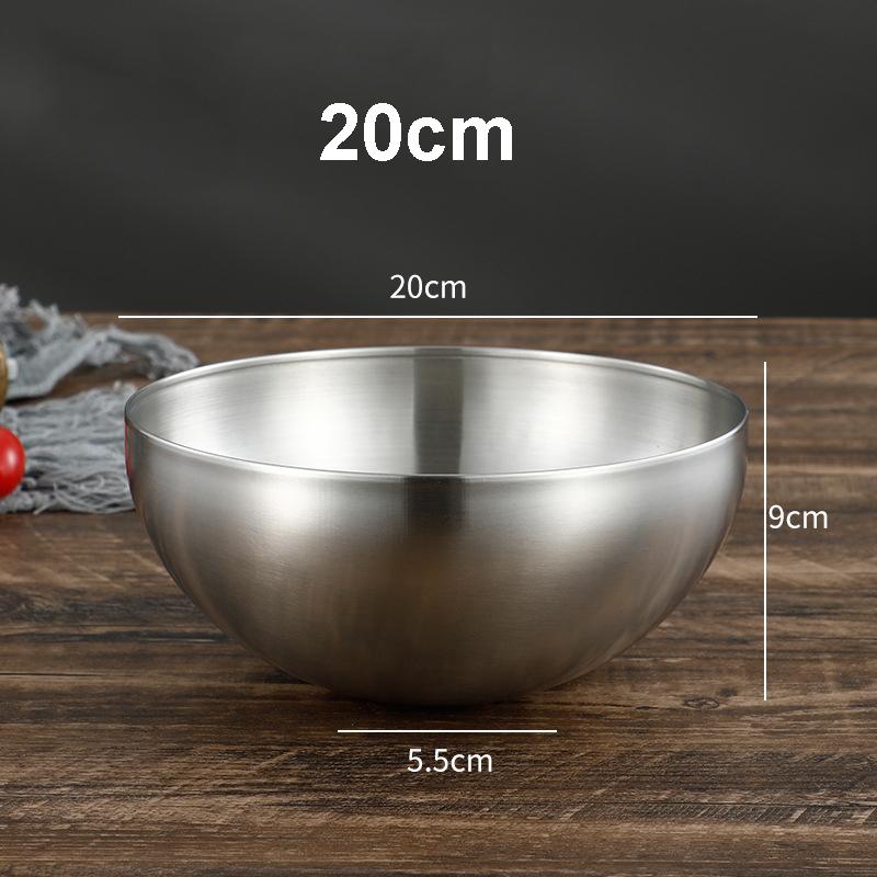 20cm Stainless Steel Gold And Silver Salad Bowl Rice Noodles Lamian Noodles Bowl Kitchen Tableware Food Container